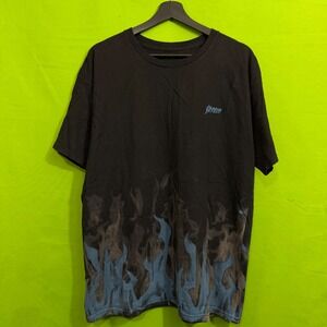 10 DEEP Blue Flame Yin Yang Graphic T-Shirt Black Mens LARGE